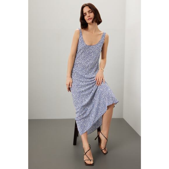 POLO RALPH LAUREN Blue Floral Print Slip Style Sleeveless A-Line Dress Size 4 - Picture 3 of 16